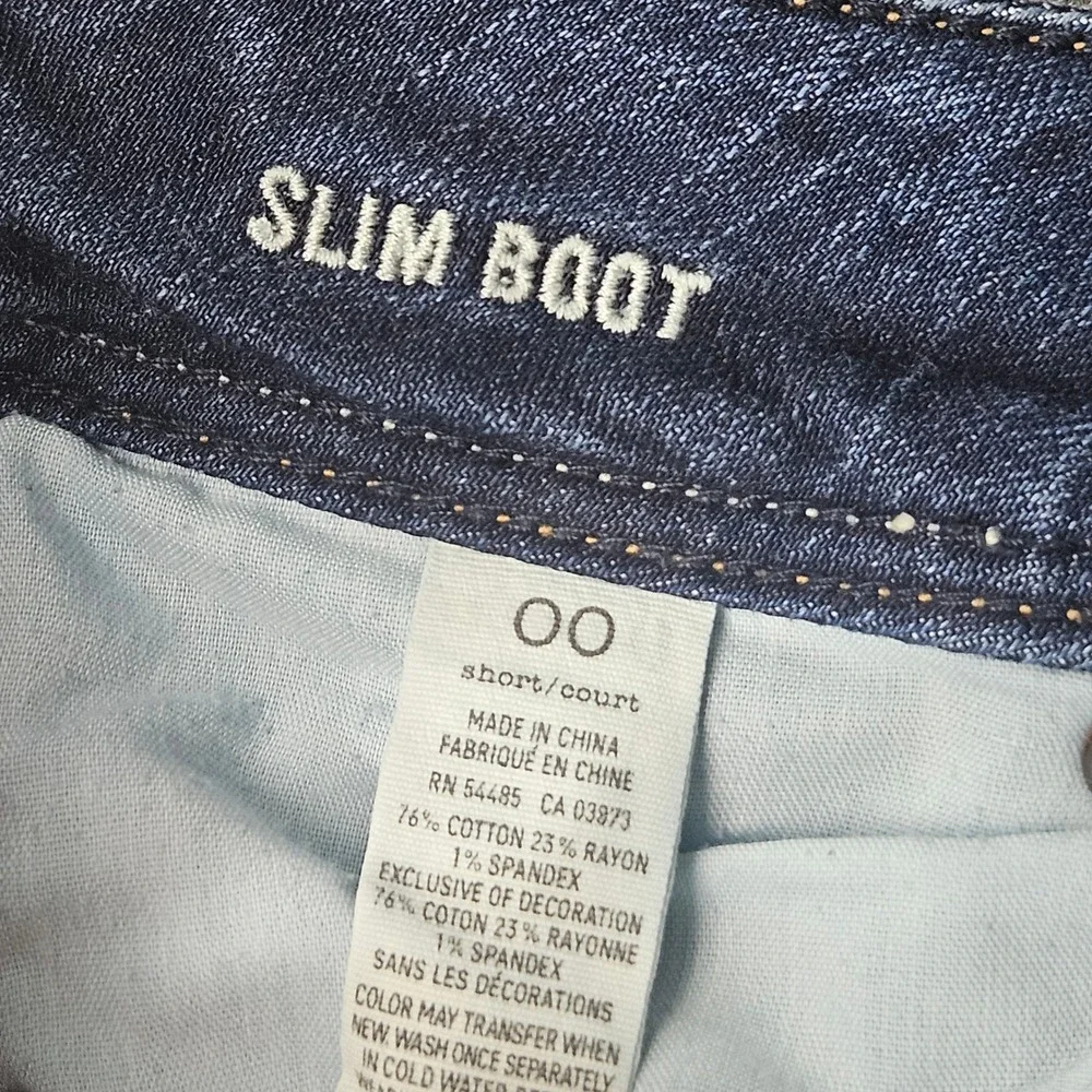 American Eagle Slim Boot Jeans Womens 00 Short Dark Wash Stretch Low Rise Denim - Picture 6 of 11